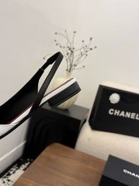 Two-Tone Leather Flat Slingbacks
