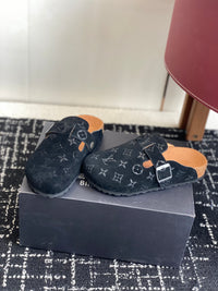 Monogram Suede Clogs