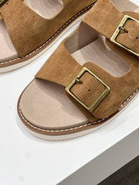 Suede Double Strap Sandals