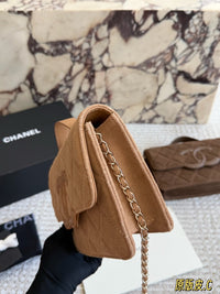 Suede Top Handle Flap Bag