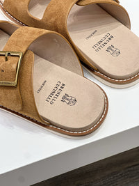 Suede Double Strap Sandals