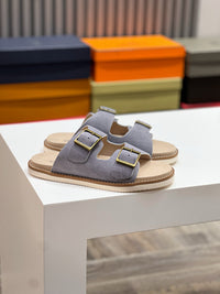 Suede Double Strap Sandals