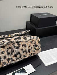 26A Leopard Tweed Maxi Flap Bag