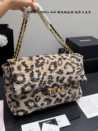 26A Leopard Tweed Maxi Flap Bag