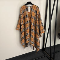 Reversible Check Wool Cape