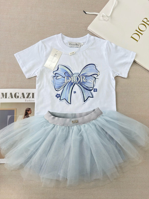 Girls Bow Tee & Tulle Skirt Set