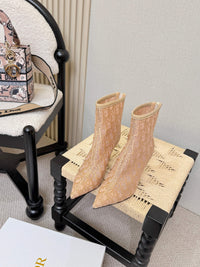 Embroidered Mesh Ankle Boots