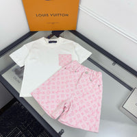 Pink Monogram Shorts Set