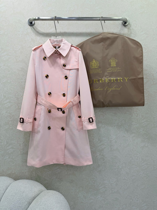 Classic Belted Trench Coat in Soft Pink