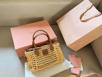 Raffia Top-Handle Bag