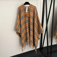 Reversible Check Wool Cape