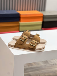 Suede Double Strap Sandals