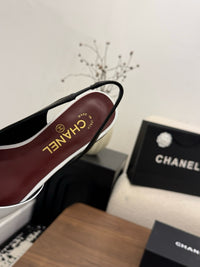 Two-Tone Leather Flat Slingbacks