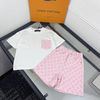 Pink Monogram Shorts Set