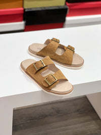 Suede Double Strap Sandals