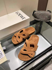 Paula's Ibiza Leather Monogram Ease Slides