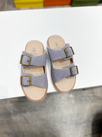 Suede Double Strap Sandals