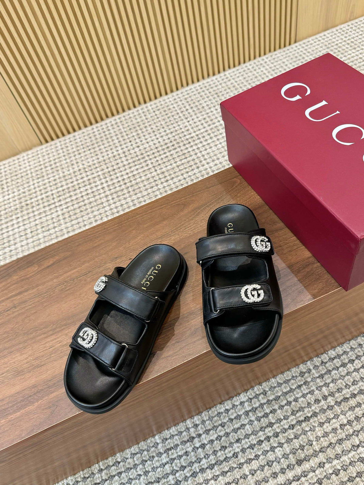Crystal Leather Sliders