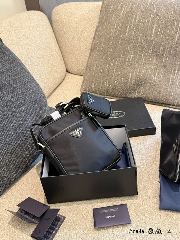 Re-Nylon and Saffiano Leather Shoulder Bag