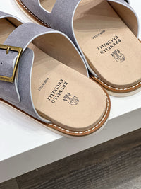 Suede Double Strap Sandals