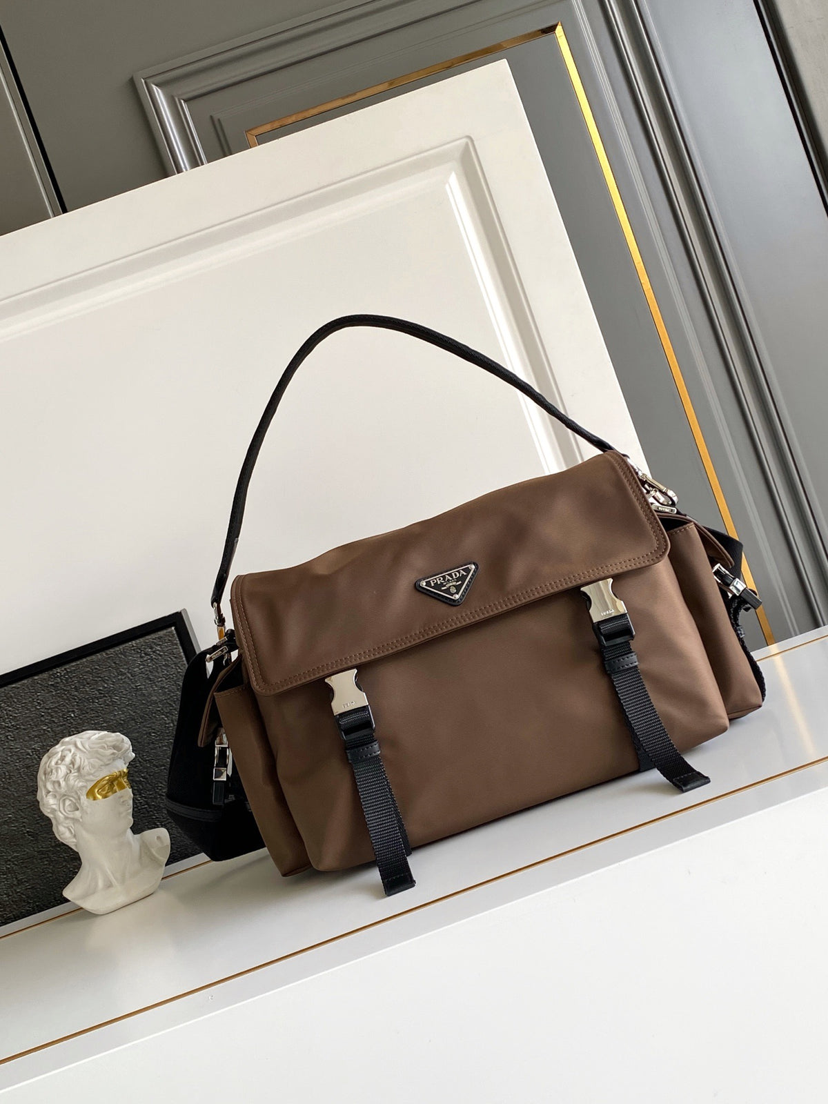 Explore Re-Nylon and Leather Shoulder Bag