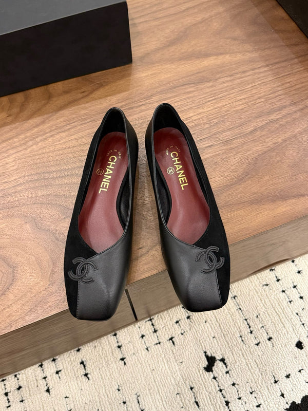 Two-Tone Leather Ballerina Flats