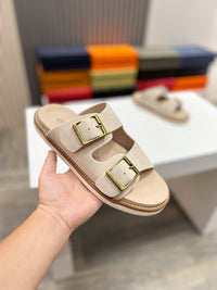 Suede Double Strap Sandals