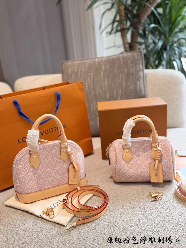Alma BB Monogram Emblème Rose Ribbon Pink