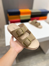 Suede Double Strap Sandals