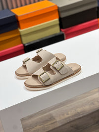 Suede Double Strap Sandals