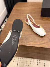 Two-Tone Leather Flat Slingbacks