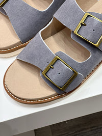 Suede Double Strap Sandals