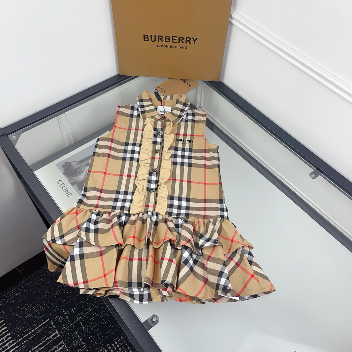 Vintage Check Ruffle Dress