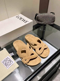 Paula's Ibiza Leather Monogram Ease Slides