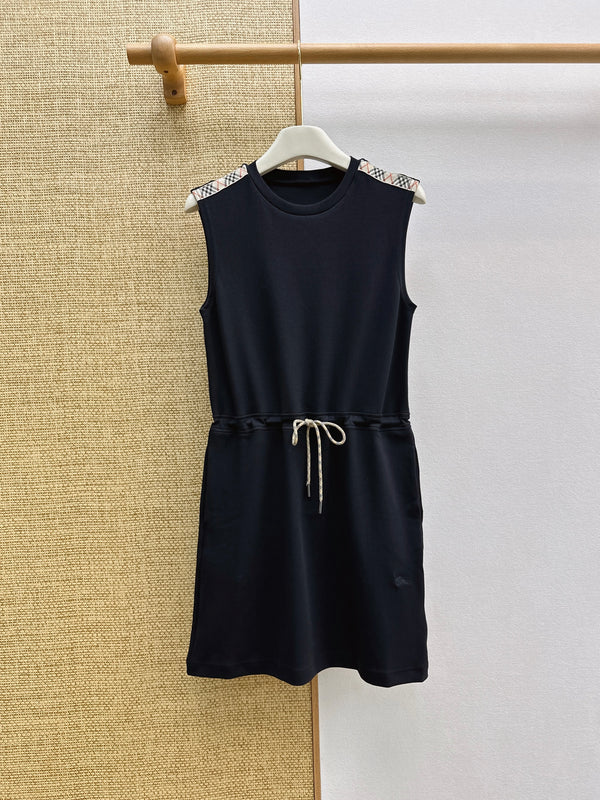 Sleeveless Check Shoulder Jersey Dress