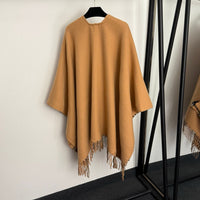 Reversible Check Wool Cape
