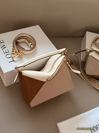 Puzzle Edge Top-Handle Bag