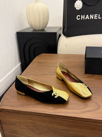 Two-Tone Leather Ballerina Flats