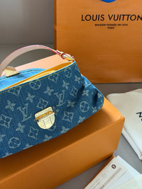 Monogram Denim Pleaty Bag
