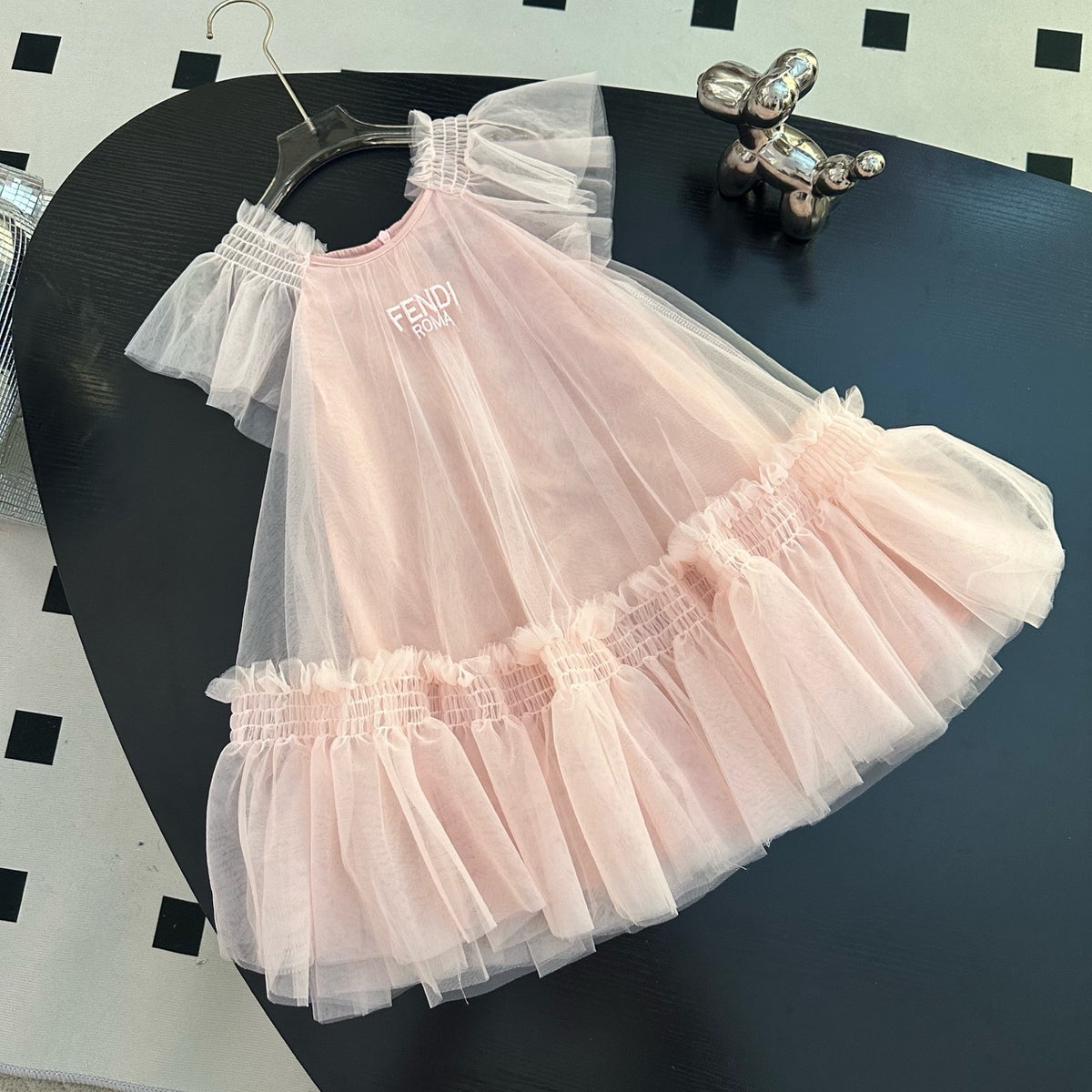 Roma Embroidered Layered Tulle Dress