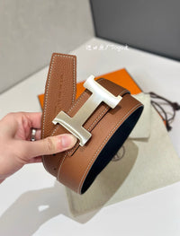 Constance Reversible Leather Belt Palladium-Plated H Buckle 38mm