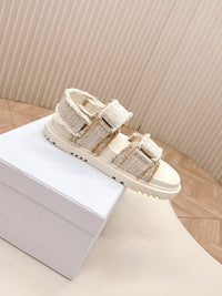 Frayed Tweed Platform Sandals