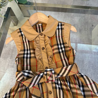 Vintage Check Sleeveless Shirt Dress