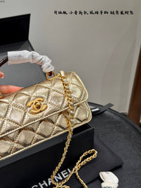 Metallic Mini Top Handle Flap Bag