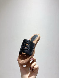 Nappa Leather Espadrille Sliders