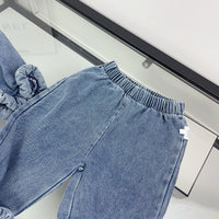 Ruffle Denim Top & Trouser Set