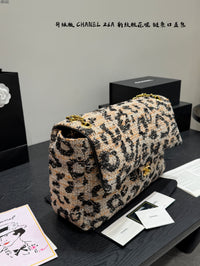 26A Leopard Tweed Maxi Flap Bag
