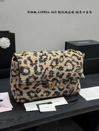 26A Leopard Tweed Maxi Flap Bag