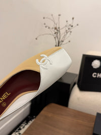Two-Tone Leather Ballerina Flats