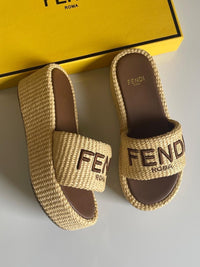 Roma Raffia Platform Slides